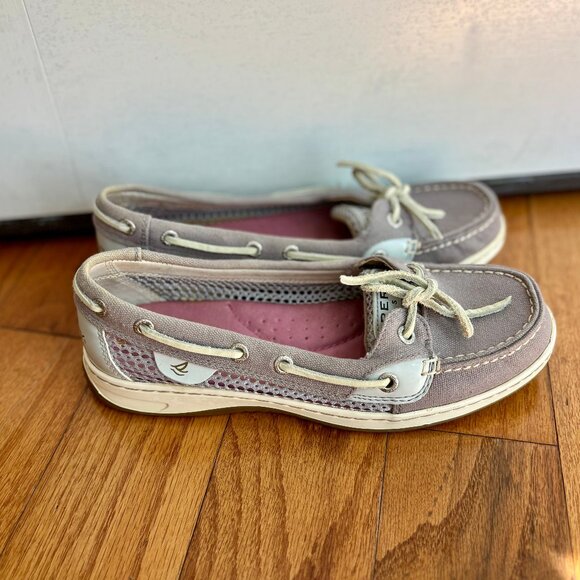 Sperry Canvas Angelfish Top Sider Gray Boat Shoes Women 7M - Picture 2 of 10